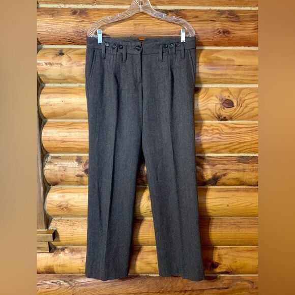 Dolce & Gabbana Brown Tweed Herringbone Trousers Slacks